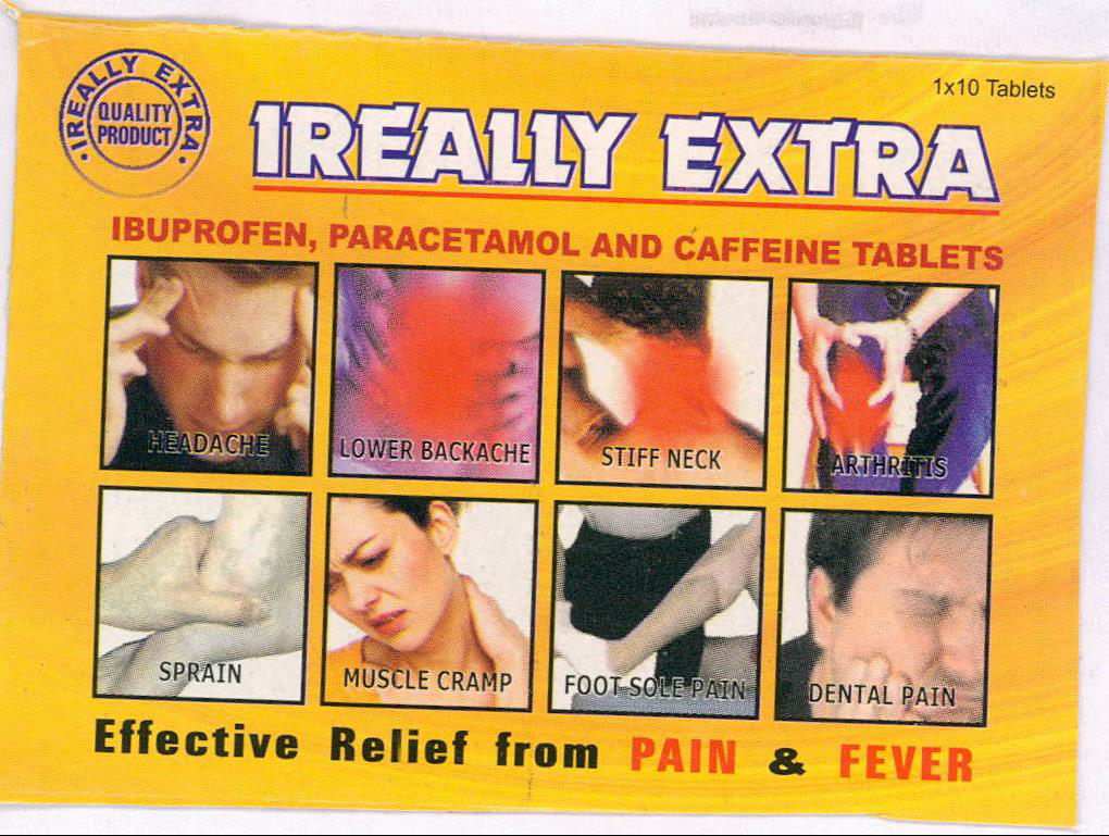 Ireally Extra Ibuprofen, Paracetamol And Caffeine Tablets Device mark 2086058 Trademark