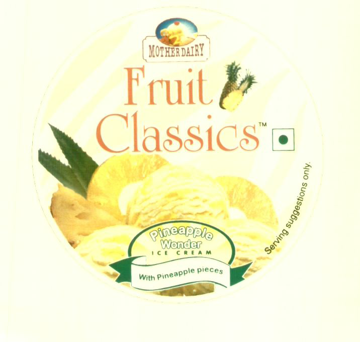 Mother Dairy Fruit Classics (pineapple Device) Device mark 1141273 Trademark