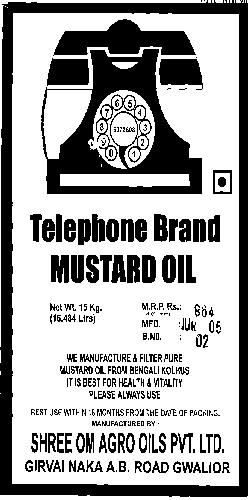 Telephone Brand Mustard Oil (label) Device mark 1365274 Trademark