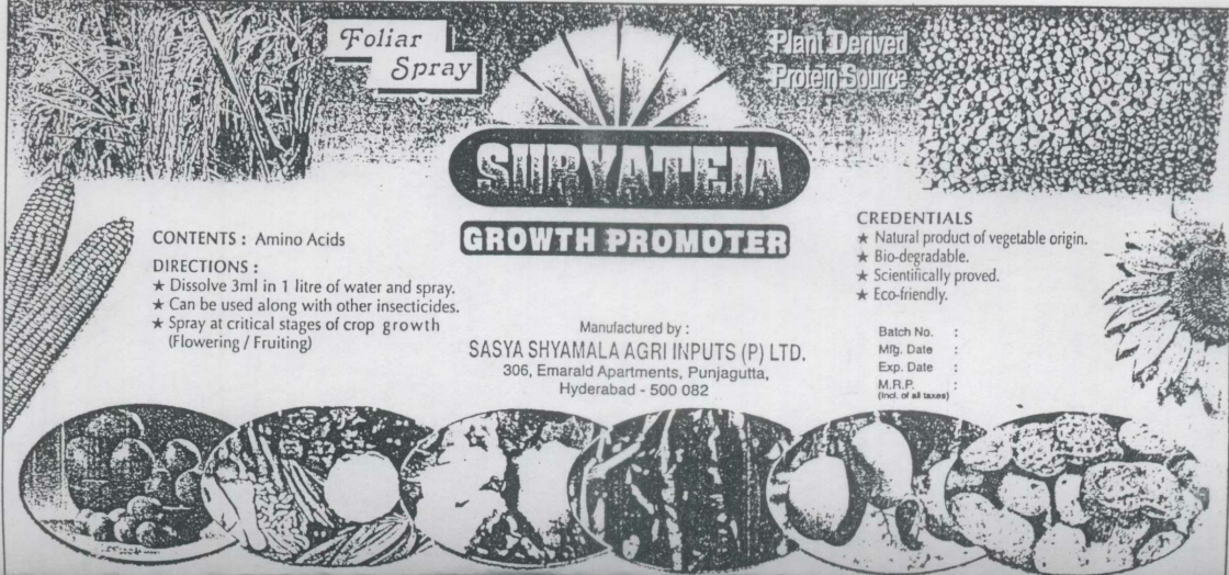 Suryateja Growth Promoter ( Label) Device mark 932016 Trademark