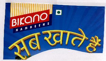 Bikano Namkeens Sab Khate Hain With Label Device mark 1673038 Trademark
