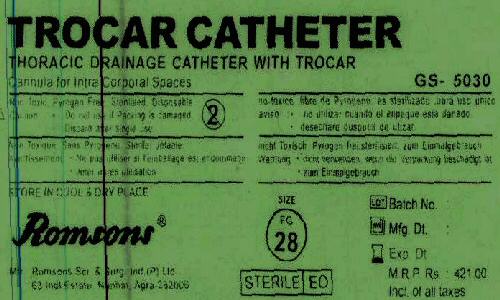 Trocar Catheter (device ) Device mark 1544132 Trademark