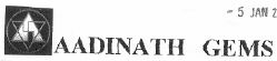 Aadinath Gems (monogram) Device mark 1517605 Trademark