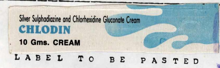 Chlodin 10 Gms. Cream (label) Device mark 865866 Trademark
