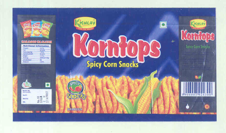 Kishlay Korntops (label) Device mark 1576710 Trademark