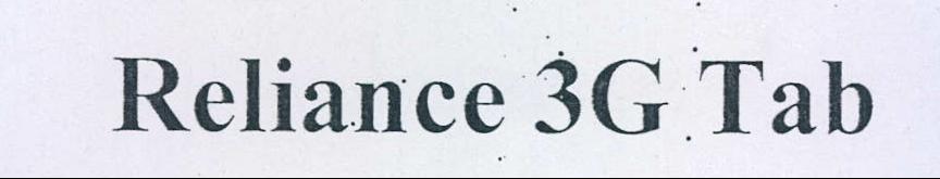 Reliance 3g Tab Device mark 2156636 Trademark