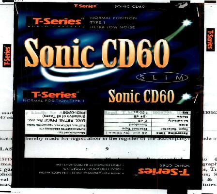 Sonic Cd60 With Label. Device mark 2005198 Trademark