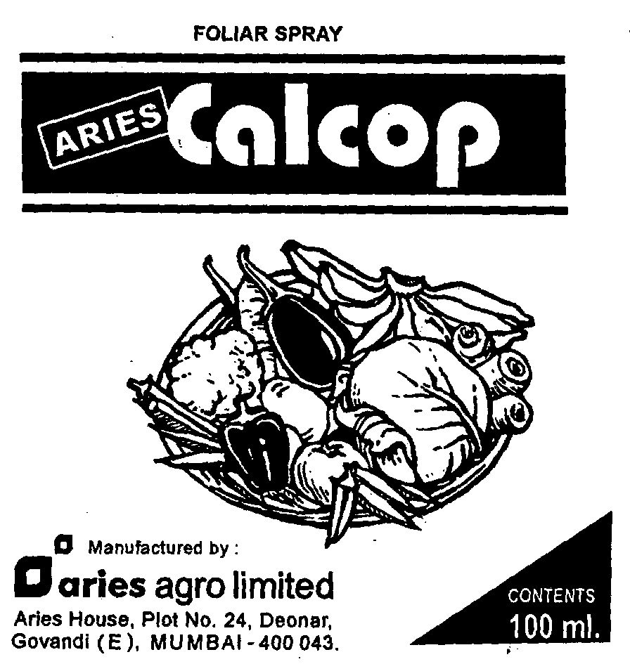 Aries Calcop (label) Device mark 1539854 Trademark