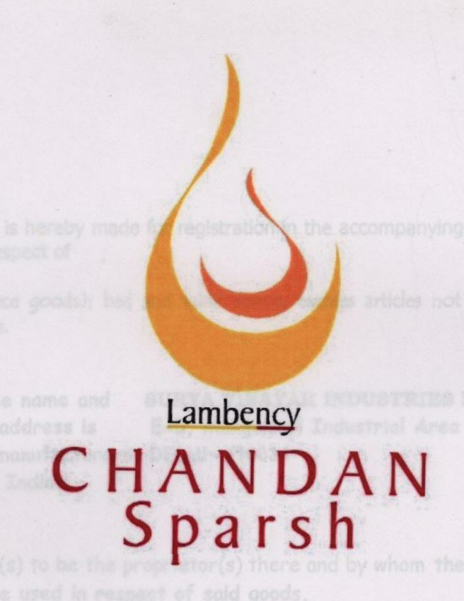 Lambency, Chandan Sparsh ( With Label) Device mark 1622361 Trademark