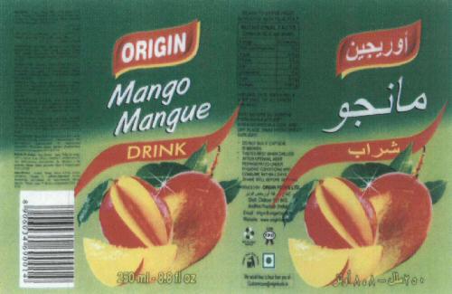 Origin Mango Mangue Drink Device mark 1916216 Trademark