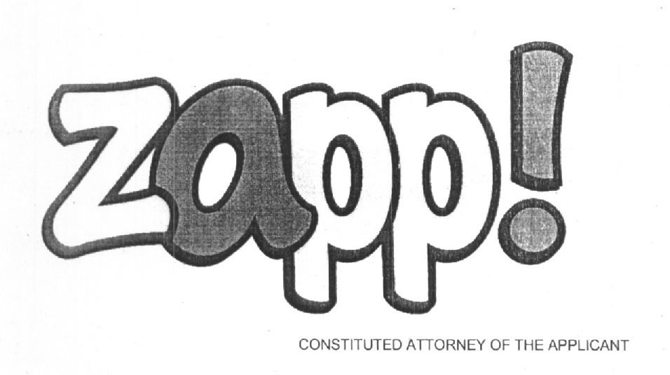 Zapp ! (dubble Outline Of Letter) Device mark 1452601 Trademark