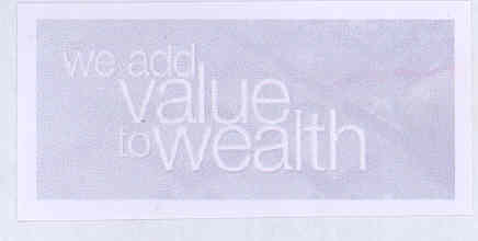 We Add Value To Wealth (label) Device mark 1765670 Trademark