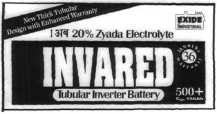 Exide Invared Tubular Inverter Battery 500+ (label) Device mark 2235592 Trademark
