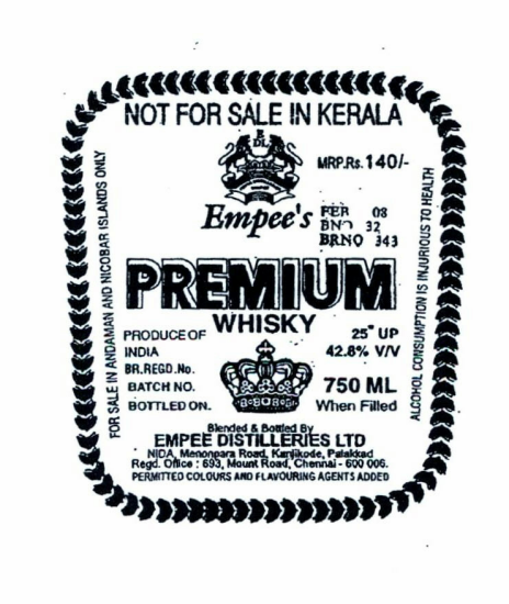 Empee"s Premium Whisky, Crown(device) Device mark 759002 Trademark