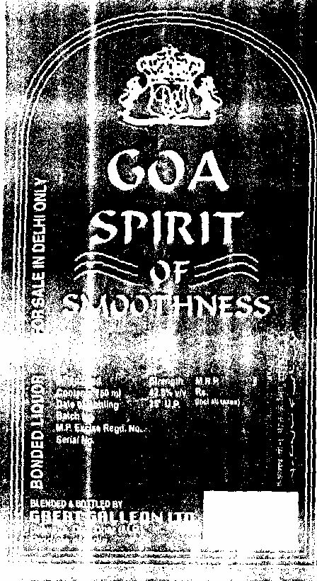 Goa Spirit Of Smoothness With Label Device mark 1416203 Trademark