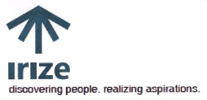 Irize Discovering People- Realizing Aspirations. Device mark 2118296 Trademark
