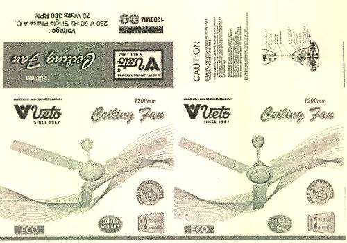 V Veto Ceiling Fan (device Of Fan) Device mark 2789552 Trademark