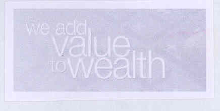 We Add Value To Wealth (label) Device mark 1765672 Trademark