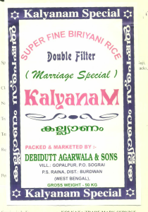 Kalyanam (label) Device mark 1452186 Trademark