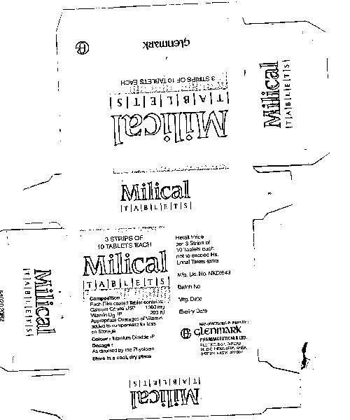 Milical T A B L E T S (label) [device] Device mark 937026 Trademark