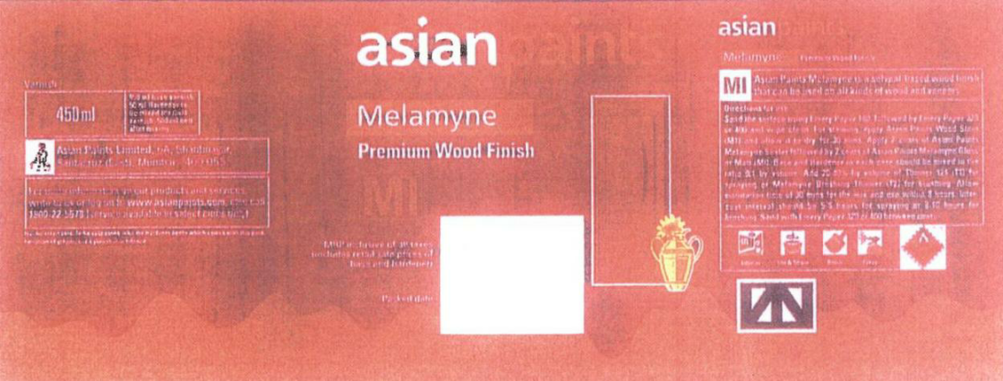 Asian Melamyne Premium Wood Finish (label) Device mark 1670420 Trademark