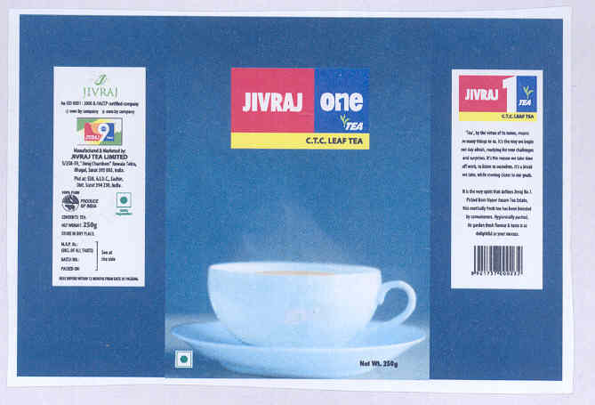 Jivraj One Tea (label) Device mark 1613689 Trademark