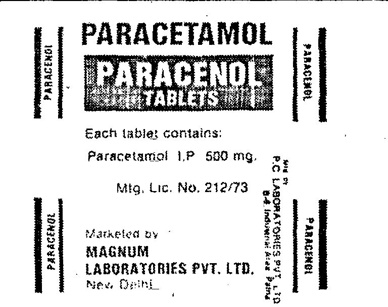 Paracenol Tablets Device mark 470479 Trademark