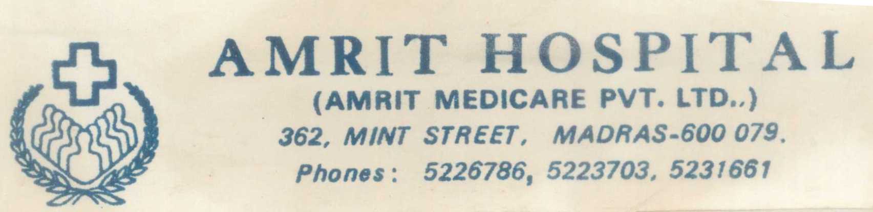 Amrit Hospital (logo) Device mark 704433 Trademark