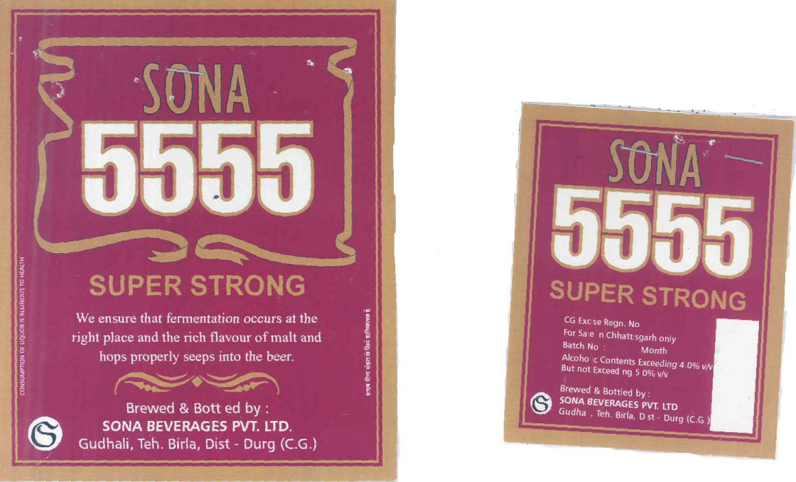 Sona 5555 Super Strong (label) Device mark 1716937 Trademark
