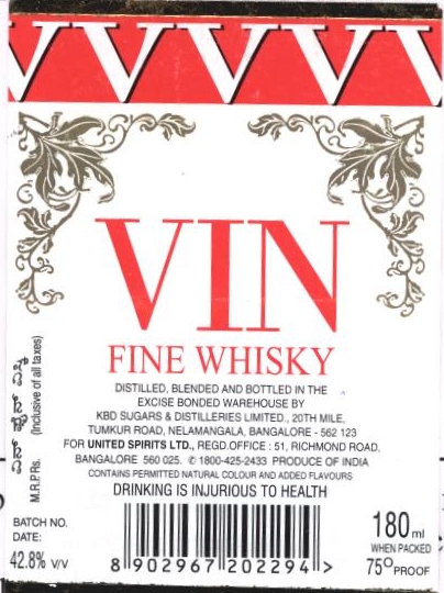 Vin Fine Whisky (label) Device mark 1573481 Trademark