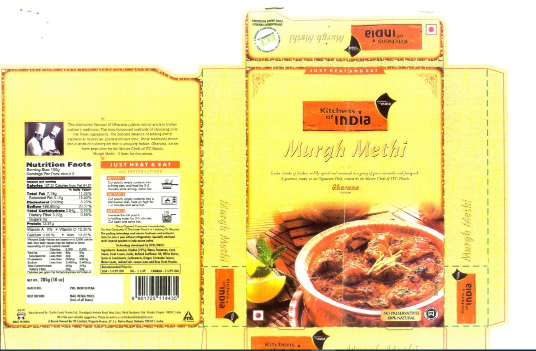 Kitchens Of India, Murgh Methi (label) Device mark 1401254 Trademark