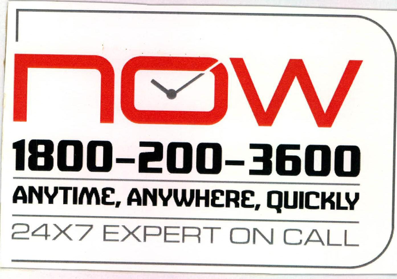 Now 1800-200-3600 Anytime, Anywhere, Quickly Device mark 2203356 Trademark