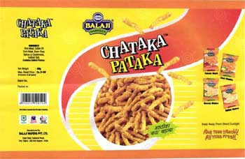 Chataka Pataka, Balaji Namkeen [lable] Device mark 1374920 Trademark