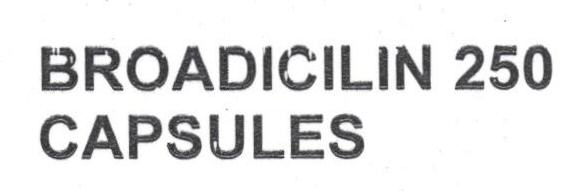 Broadicilin 250 Capsules (label) Device mark 1688959 Trademark