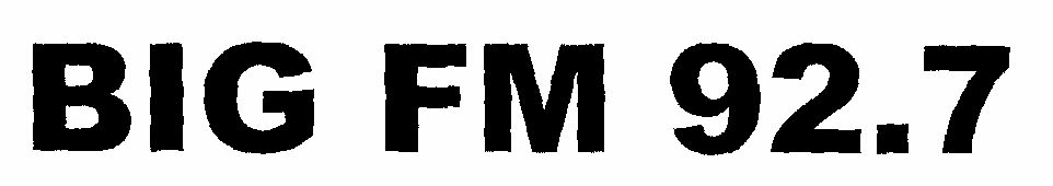 Big Fm 92.7 (letter Written In Heavy Character) Device mark 1476362 Trademark