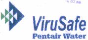 Virusafe Pentair Water (label) Device mark 1493933 Trademark