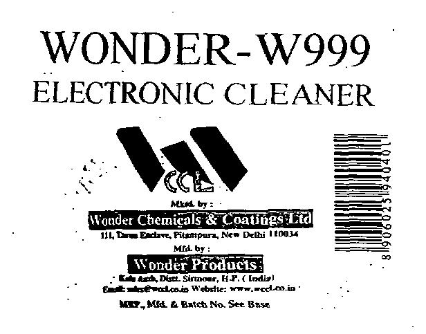 Wonder-w999 Electronic Calander Wccl Device mark 2230362 Trademark