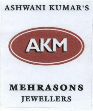 Akm Mehrasons Jewellers With Label Device mark 1733968 Trademark