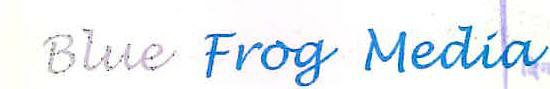 Blue Frog Media (special Form Of Writing) Device mark 1579072 Trademark