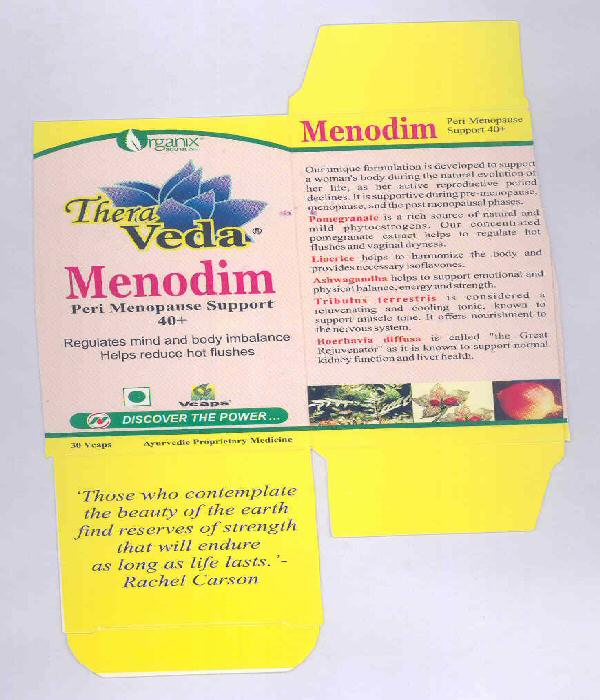 Thera Veda (label) Menodim Peri Menopause Support Device mark 1710548 Trademark