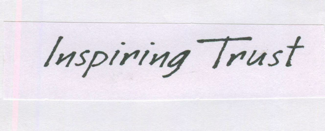 Inspiring Trust (special Form Of Writing) Device mark 1545331 Trademark