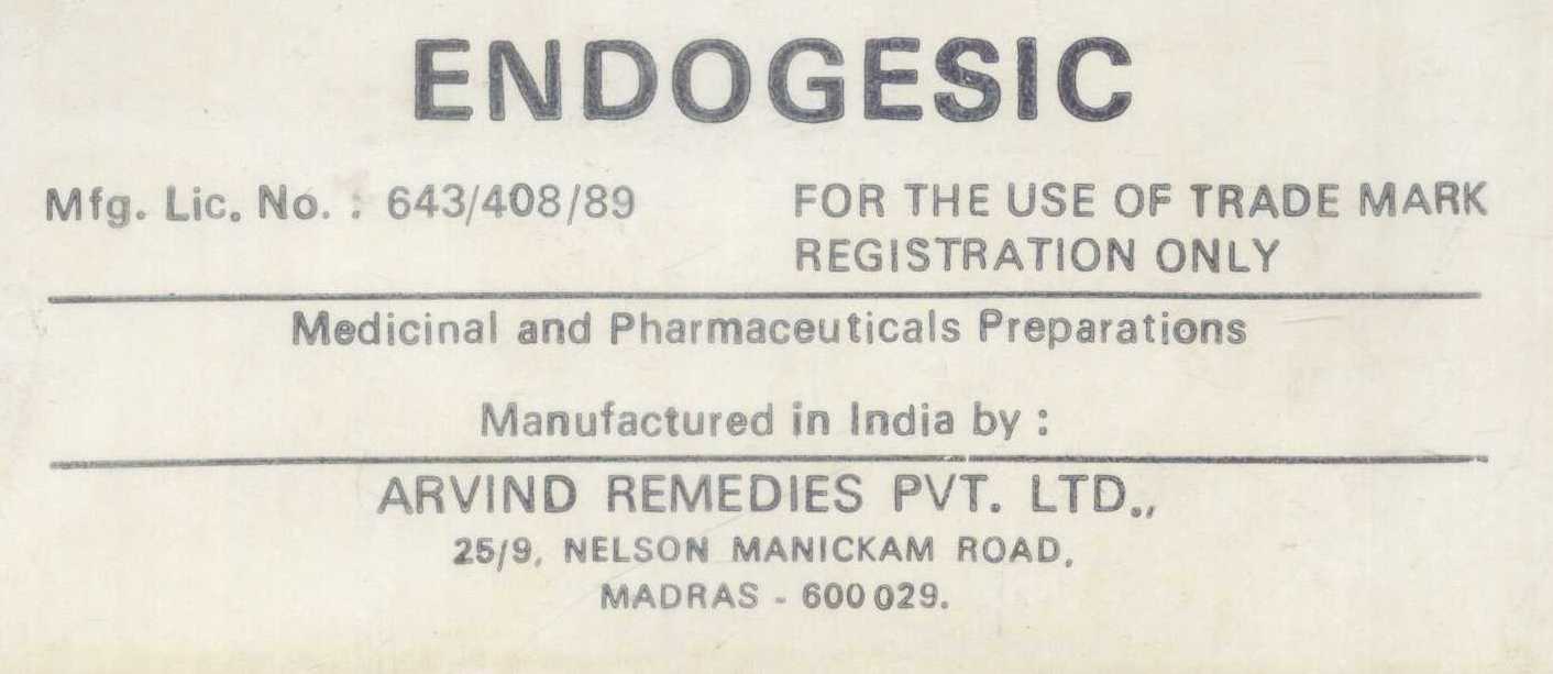 Endogesic Device mark 589585 Trademark