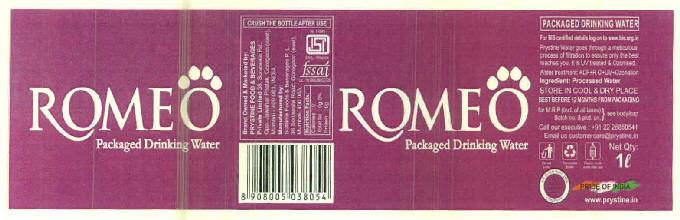 Romeo Packaged Drinking Water Device mark 2900502 Trademark