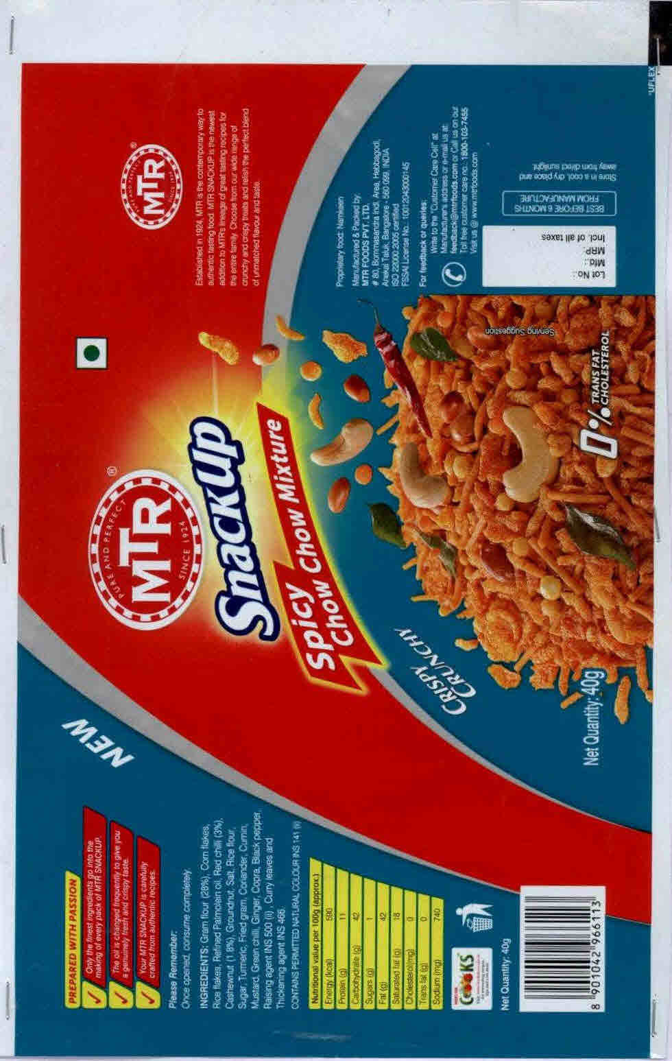 Mtr Snack Up Spicy Chow Chow Mixture Device mark 2712352 Trademark