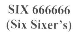 Six 666666 Device mark 1610394 Trademark