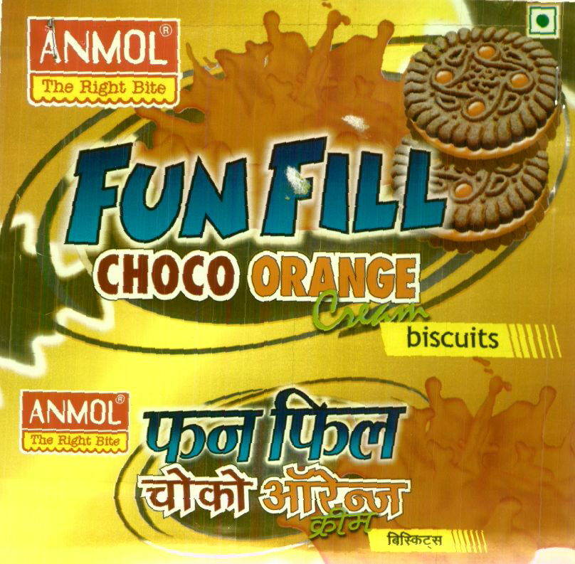 Fun Fill Choco Orange Cream Biscuits ( Label) Device mark 1440511 Trademark