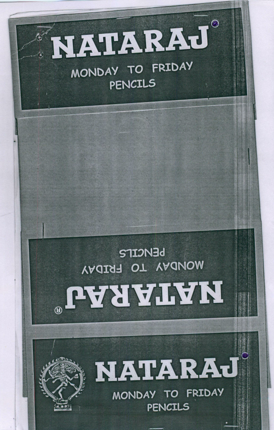 Nataraj Monday To Friday Pencils (label) Device mark 1456845 Trademark