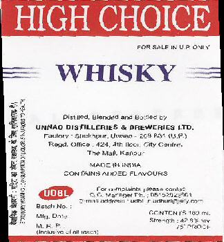 High Choice Whisky With Label Device mark 1700171 Trademark