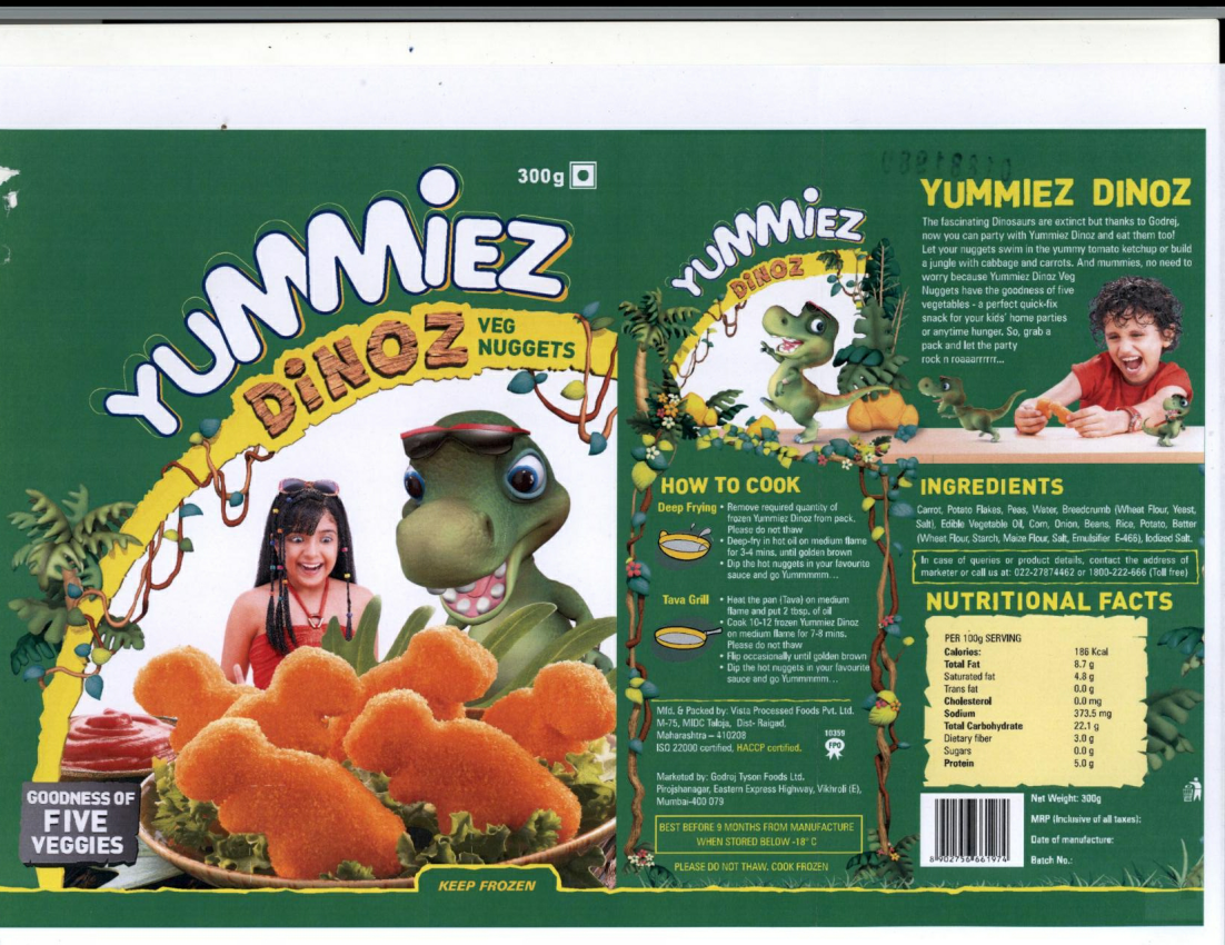 Yummiez Dinoz Veg Nuggets Device mark 1881980 Trademark