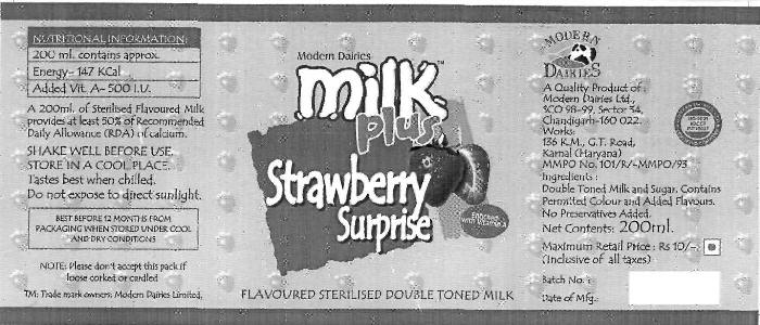 Milk Plus Strawberry Surprise (label) Device mark 2450790 Trademark